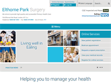 Tablet Screenshot of elthorneparksurgery.nhs.uk